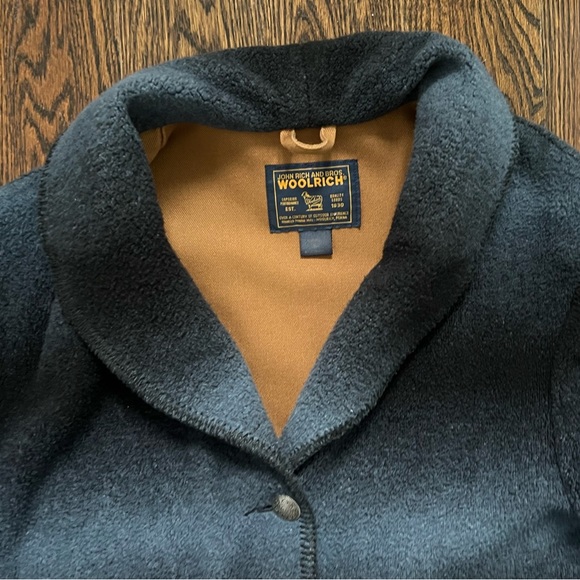 Vintage Woolrich Women Striped Blue Black Fleece Blazer Coat Jacket Size Small - Picture 6 of 11